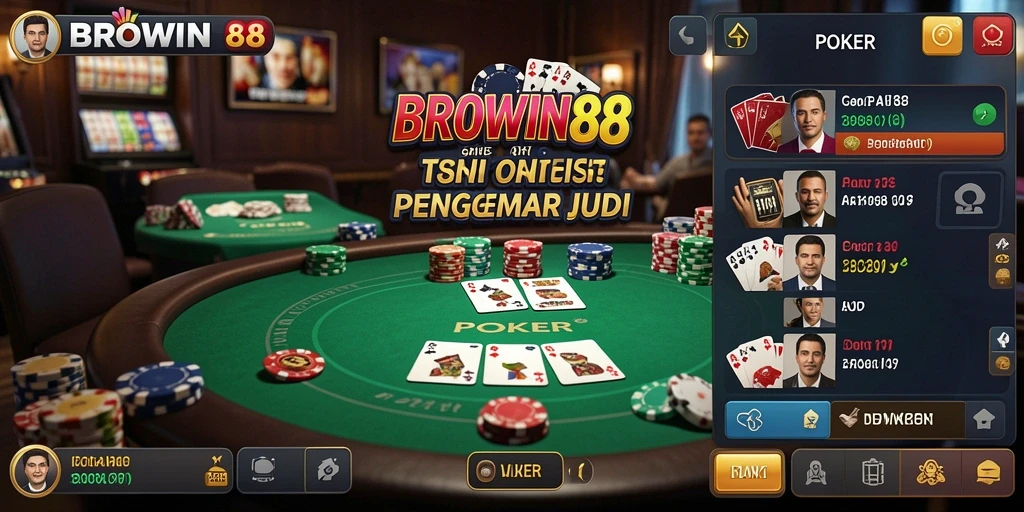 Antarmuka menarik dan dinamis dari game Poker BROWIN88.
