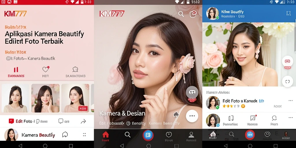 Screenshot KM777 menampilkan antarmuka yang sederhana dan elegant untuk editing foto.