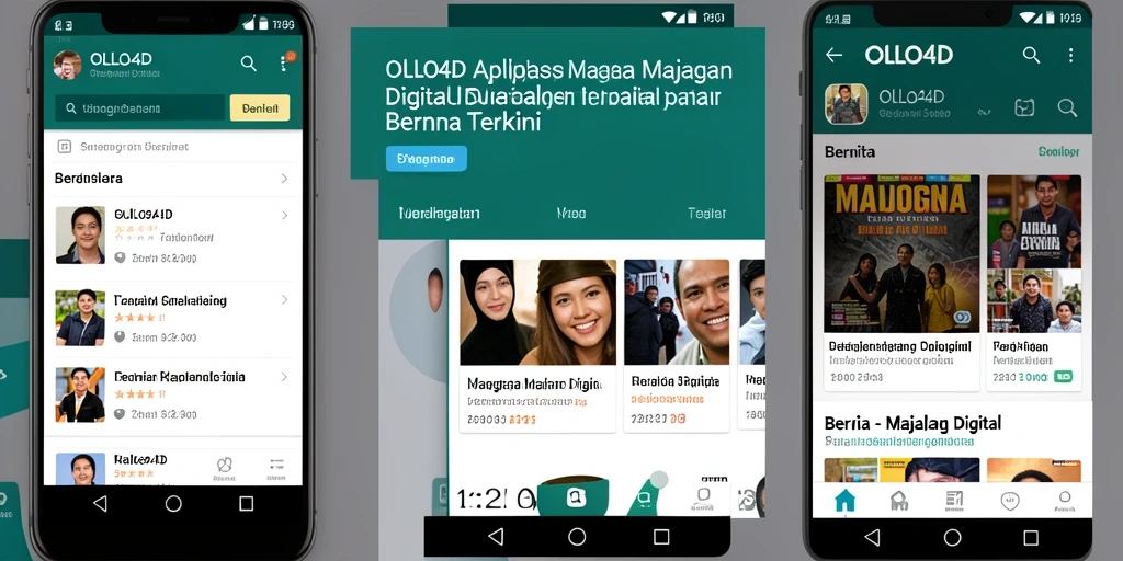 Antarmuka OLLO4D menampilkan berita dan artikel dengan desain yang modern.