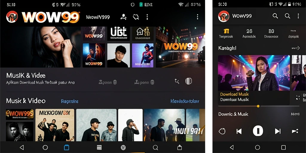 Antarmuka WOW99 yang sederhana dan fungsional untuk Download Musik.